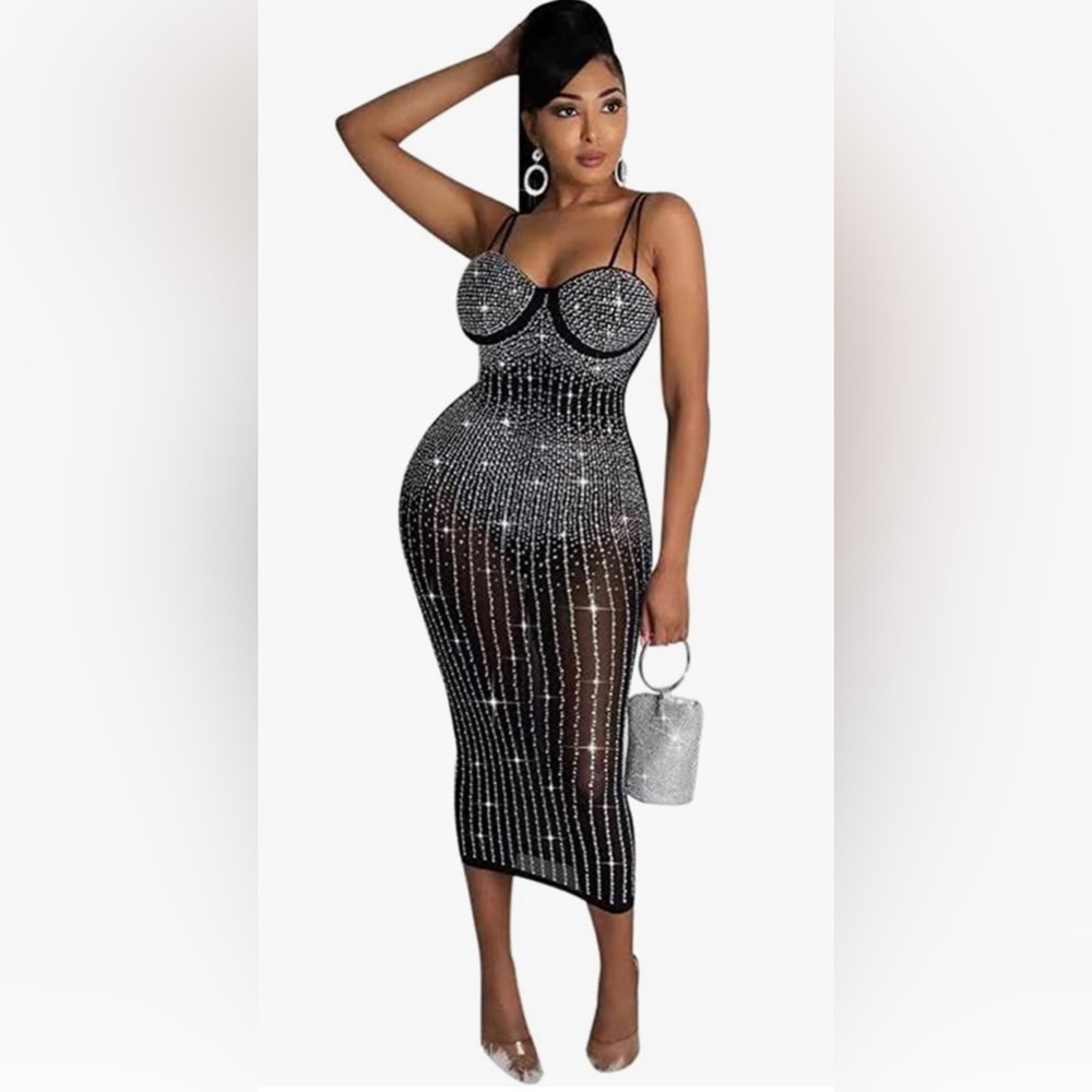 Sexy Studded Mesh Birthday Dress